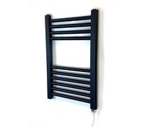 Greened House 400w x 600h Black Electric Straight Heated Towel Rail Bathroom Radiator