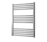 Greened House 600mm wide x 800mm high Chrome Curved Central Heating Towel Rail Designer Straight Towel radiator