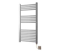 Greened House 600mm wide x 800mm high Chrome Flat Electric Heated Towel Rail Designer Straight Towel radiator