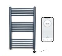 Greened House Anthracite Electric WiFi Heated Towel Rail 500mm W x 800mm H