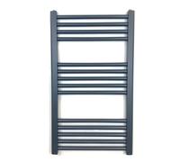 Greened House Anthracite Heated Towel Rail 400mm W x 800mm H Flat Central Heating Wall Mounted Towel Radiator (400mm W x 800mm H Flat)