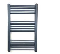 Greened House Anthracite Heated Towel Rail 500mm W x 800mm H | Flat, Central Heating, Towel Radiator, Straight, Bathroom