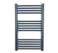 Greened House Anthracite Straight Heated Towel Rail W500mm x H800mm Flat Central Heating Wall Mounted Towel Radiator
