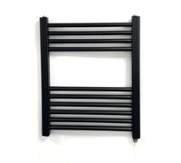 Greened House Black Electric Flat Heated Towel Rail Bathroom Radiator with 7 Day Programmble Timer/Thermostat (500mm W x 600mm H)