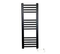 Greened House Black Electric Heated Towel Rail Straight 300mm W x 800mm H | Flat, Towel Radiator, Bathroom