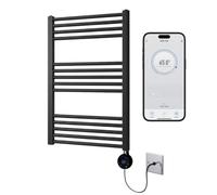 Greened House Black Electric WiFi Heated Towel Rail 500mm W x 800mm H