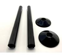 Greened House Black Radiator Pipe Covers SnapFit 2 Pack 200mm Long 15mm Pipe Central Heating Clip On Covers Snappit (Black)