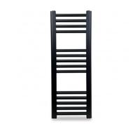 Greened House Black Straight Heated Towel Rail W300mm x H800mm Flat Central Heating Towel Rail Radiator