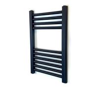 Greened House Black Straight Heated Towel Rail W400mm x H600mm Flat Central Heating Towel Rail Bathroom Radiator