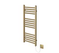 Greened House Brushed Brass Electric Heated Towel Rail 300mm W x 800mm H