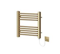 Greened House Brushed Brass Electric Heated Towel Rail 400mm W x 600mm H