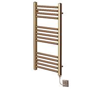 Greened House Brushed Brass Electric Heated Towel Rail 400mm W x 800mm H
