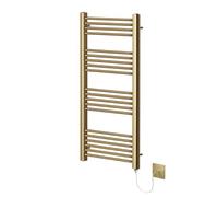 Greened House Brushed Brass Electric Heated Towel Rail 500mm W x 1200mm H