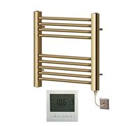 Greened House Brushed Brass Electric Towel Rail 400mm W x 600mm H + Timer