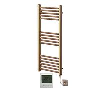 Greened House Brushed Brass Electric Towel Rail 500mm W x 1000mm H + Timer
