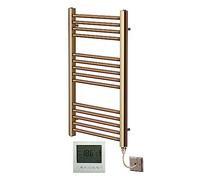 Greened House Brushed Brass Electric Towel Rail 500mm W x 800mm H + Timer