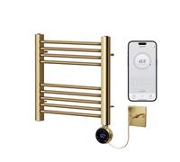 Greened House Brushed Brass Electric WiFi Towel Rail 400mm W x 600mm H