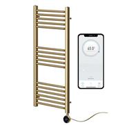 Greened House Brushed Brass Electric WiFi Towel Rail 500mm W x 1000mm H