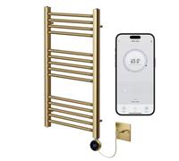 Greened House Brushed Brass Electric WiFi Towel Rail 500mm W x 800mm H