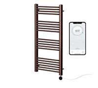 Greened House Brushed Bronze Electric Smart WiFi Controlled Heated Towel Rail 7 Day Programmable Timer App Compatibility (500mm W x 1200mm H)