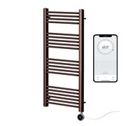 Greened House Brushed Bronze Electric Smart WiFi Controlled Heated Towel Rail 7 Day Programmable Timer App Compatibility (400mm W x 1200mm H)