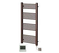 Greened House Brushed Bronze Electric Towel Rail 400mm W x 1200mm H + Timer