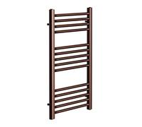 Greened House Brushed Bronze Straight Heated Towel Rail 400mm W x 800mm H Flat Central Heating Towel Radiator