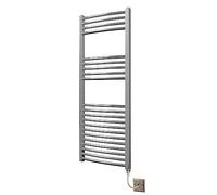 Greened House Chrome Curved Electric Heated Towel Rail 500mm Wide (500mm W x 1200mm H)