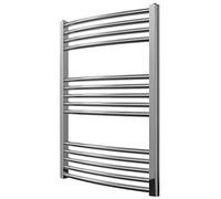 Greened House Chrome Curved Heated Towel Rail 600mm wide x 800mm high Central Heating Towel Radiator