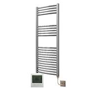 Greened House Chrome Electric Heated Towel Rail 500mm W x 1200mm H + Timer