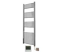 Greened House Chrome Electric Heated Towel Rail 500mm W x 1400mm H + Timer