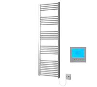 Greened House Chrome Electric Heated Towel Rail 500mm W x 1600mm H + Timer | Includes 7 Day Timer/Thermostat, Flat, Bathroom, Straight, Towel Warmer