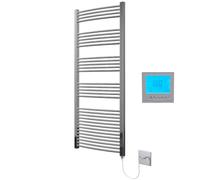 Greened House Chrome Electric Heated Towel Rail 500mm W x 1800mm H + Timer