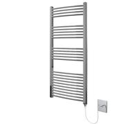 Greened House Chrome Electric Heated Towel Rail Curved 500mm W x 1400mm H | Bathroom Radiator, Curved Design, Towel Warmer