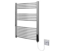 Greened House Chrome Electric Heated Towel Rail Curved 600mm W x 1000mm H | Bathroom Radiator, Curved Design, Towel Warmer