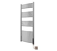 Greened House Chrome Electric Heated Towel Rail Curved 600mm W x 1400mm H
