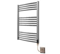 Greened House Chrome Electric Heated Towel Rail Curved 600mm W x 800mm H