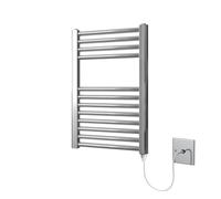 Greened House Chrome Electric Heated Towel Rail Straight 400mm W x 600mm H