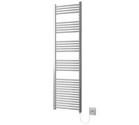 Greened House Chrome Electric Heated Towel Rail Straight 500mm W x 1800mm H | Flat, Bathroom Radiator, Towel Warmer