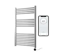 Greened House Chrome Electric Smart WiFi Controlled Heated Towel Rail 600mm W x 1000mm H Flat 7 Day Programmable Timer App Compatibility