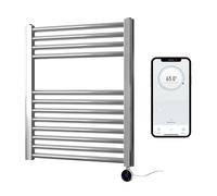 Greened House Chrome Electric Smart WiFi Controlled Heated Towel Rail Flat 7 Day Programmable Timer App Compatibility (400mm W x 600mm H)