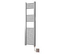 Greened House Chrome Electric Straight Heated Towel Rail 300mm wide x 1200mm high Bathroom Towel Radiator