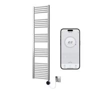 Greened House Chrome Electric WiFi Heated Towel Rail 400mm W x 1600mm H | Smart WiFi Controlled, Flat Design, 7 Day Programming, App Compatibility