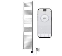 Greened House Chrome Electric WiFi Heated Towel Rail 400mm W x 1800mm H | Smart WiFi Controlled, Flat Design, 7 Day Programming, App Compatibility