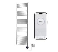 Greened House Chrome Electric WiFi Heated Towel Rail 500mm W x 1600mm H | Smart WiFi Controlled, Flat Design, 7 Day Programming, App Compatibility