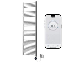 Greened House Chrome Electric WiFi Heated Towel Rail 500mm W x 1800mm H | Smart WiFi Controlled, Flat Design, 7 Day Programming, App Compatibility