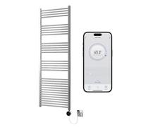 Greened House Chrome Electric WiFi Heated Towel Rail 600mm W x 1800mm H | Smart WiFi Controlled, Flat Design, 7 Day Programming, App Compatibility
