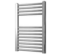 Greened House Chrome Heated Towel Rail 500mm W x 600mm H | Flat, Central Heating, Towel Radiator, Straight, Bathroom
