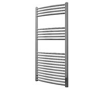 Greened House Chrome Heated Towel Rail Curved 600mm W x 1200mm H | Central Heating, Towel Radiator, Bathroom
