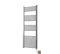 Greened House Chrome Straight Electric Heated Towel Rail 600mm wide x 1400mm high Flat Bathroom Towel Radiator